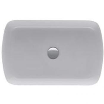 Lavabo sobre encimera Duravit Qatego 60x40cm, sin rebosadero, pulido, borde suave, ovalado, color blanco con HygieneGlaze