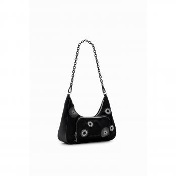 Bolso Desigual Jimenas de nylon en negro con bordados metalizados