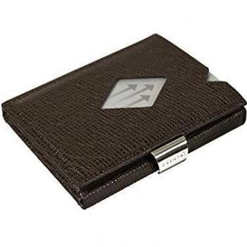 Cartera de Cuero con Tres Pliegues EXENTRI en Mosaico - Bloqueo RFID con Clip de Cierre de Acero Inoxidable