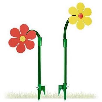 Aspersor de Jardín en Forma de Flor - Set de 2, Alcance 6m, 360°, Ideal para Niños, Color Rojo y Amarillo