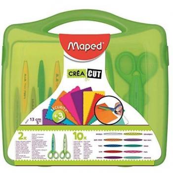 Maped - Tijeras para Niños - Maleta con 2 Monturas de Tijeras para Recortes Creativos - Incluye 10 Juegos de Cuchillas Intercambiables - Tijeras Infantiles para Crear Divertidas Formas