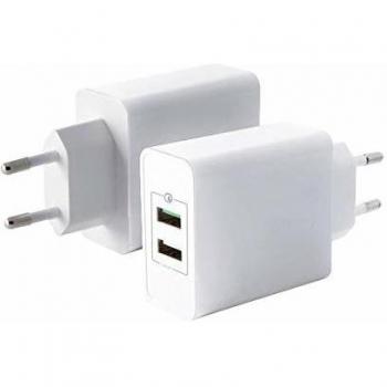 BigBuy Tech 8427542992877 Cargador de Pared Quick Charge 3,0, USB Blanco