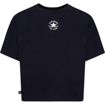 Camiseta Boxy Negra Chuck Patch para Niña de Converse