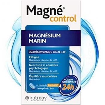 Nutreov Magné Control 60 Tablets - Magnesium Supplement, 60 Pills, Supports Muscle Function and Reduces Fatigue, Contains Magnesium Citrate and Other Nutrients