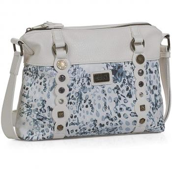Lois - 27349 Bolso de Mujer Bandolera. Cierre Cremallera. Bolsillo Trasero con Cremallera. Doble Compartimento. Bolsillo Interior. Piel sintética Polipiel, Color Blanco Roto