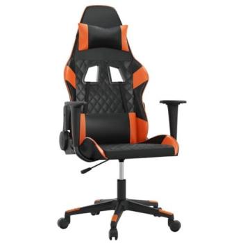 Silla Gaming Cuero Sintético Negro y Naranja con Diseño Ergonomico