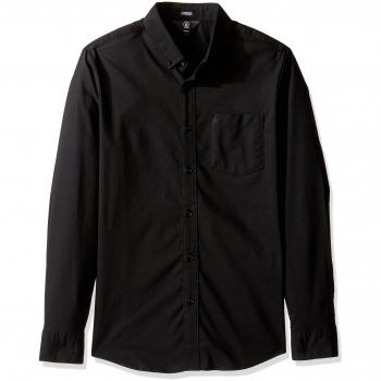 Volcom Oxford Stretch Camisa de Manga Larga, Hombre, Negro, S