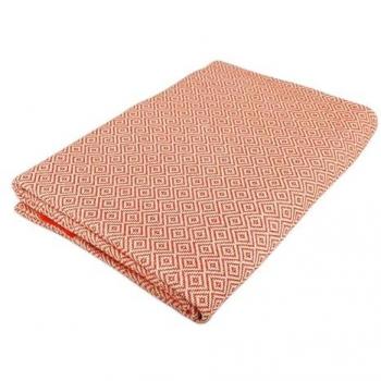 Colcha Multiusos Nápoles - Plaid Tejido Jacquard con Fleco para Sofá y Cama (180x260 cm) - Diseño Moderno en Color Naranja - Envío Gratis