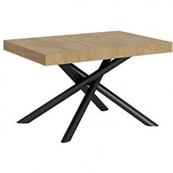 Mesa extensible Famas 90x130/390 cm roble natural con estructura antracita