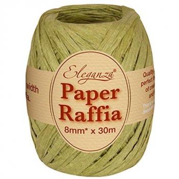Eleganza 8 mm x 30 m bobinas de Rafia Rango de medición de o para Hacer Manualidades y de Regalo, No. 51 Verde