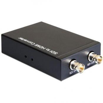 Convertidor Delock 93237 - Adaptador de BNC HD-SDI a HDMI tipo A, hembra/hembra, color negro