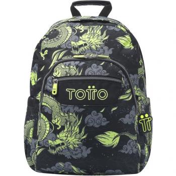 Mochila Escolar Totto Acuareles Dragony Azul con Compartimento para Carro