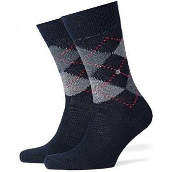 Burlington Preston Extra Soft Feeling Argyle Socks for Men, Navy/Blue, Size 11-14