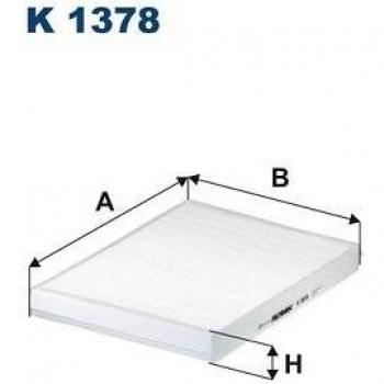 Filtro de habitáculo FILTRON K 1378, tipo de producto: Filtro de aire para el compartimento del pasajero, características: diseñado para eliminar partículas y contaminantes del aire que ingresa al interior del vehículo, contribuyendo a