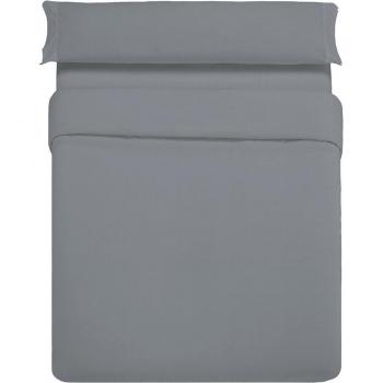 ESTELIA Juego funda nórdica algodón orgánico ceniza