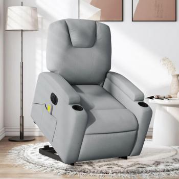 Sillón de masaje eléctrico reclinable elevable en tela gris claro, gris oscuro y negro - vidaXL Sillón cómodo para dormitorio y relax