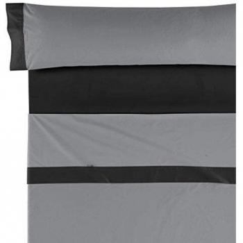 ESTELA Lisos Aplique 50/50 Juego de sábanas, 3 Piezas, Color Perla-Plomo, Algodón-Poliéster, Cama 150/170