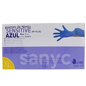 SANYC Guantes Nitrilo Sensitive Sin Polvo 100 Unidades Talla Xg Azul