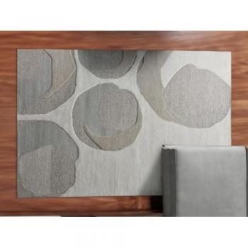 Alfombra Abstracta de Lana y Viscosa con Relieve - 160 x 230 cm - 2200g/m2 - Gris - KUMASI
