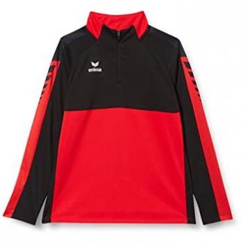 Sudadera Erima Six Wings con Media Cremallera para Entrenamiento - Roja y Negra