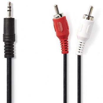 Nedis Cable de Audio Estéreo 3.5mm M-2X RCA M 10m Negro