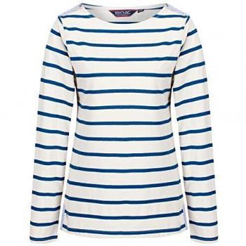 Regatta Flordelis Coolweave Cotton Long Sleeve Printed Jersey Top Polos/Camisetas, Mujer, Light Vanilla/Blue Opal, 8