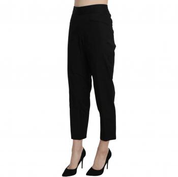 BENCIVENGA High Waist Straight Cropped Dress Pants - Black, Size: M (IT44|L)