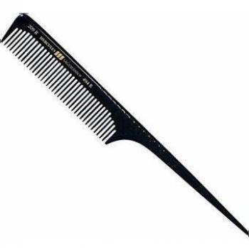 Peine de Cola Hercules Sägemann 209R-494R, 8 Zoll, Ebonit, Color Negro, Dientes Anchos para Separar Cabello y Estilos