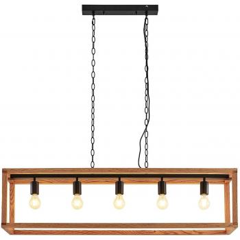 Lámpara colgante Sedrik de Lucande, 5 luces, estilo vintage, color negro, material metal, tipo de lámpara E27, adecuada para salón y comedor