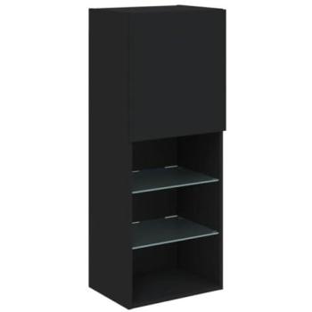 Mueble TV multimedia contemporáneo con luces LED RGB, 40,5 x 30 x 102 cm, negro