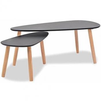 vidaXL Coffee Table Set 2 Pieces Solid Pinewood Black