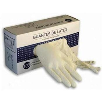 Luna V14101 Caja de 100 Guantes de Látex, Talla Mediana