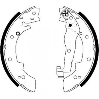 Juego de zapatas de freno HELLA 8DB 355 001-991 para BMW, Peugeot y Renault con levante de freno a mano