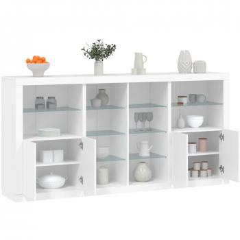 Aparador con luces LED blanco 202x37x100 cm Mueble de Almacenaje de Salón Buffet Armario Auxiliar Armario de Almacenamiento vidaXL