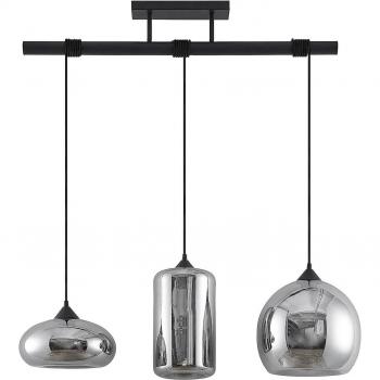 Lindby Arloris Lámpara Colgante Vintage de Vidrio con 3 Luces E27 para Salón y Comedor en Color Gris