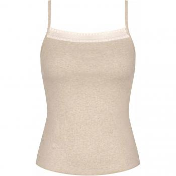Top de mujer Sloggi Go Spaghetti con tirantes finos y ribetes de encaje, color gris claro, talla L