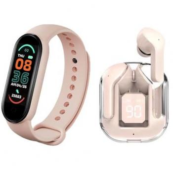 Pack Sport Auriculares TWS Imagine Bluetooth 5.3 con Cancelación de Ruido y Pulsera Conectada Rosa