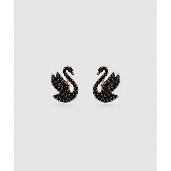 Swarovski Swan Rose Gold Plated Stud Earrings with Black Crystals 5684608