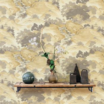 Yellow Oriental Landscape Wallpaper