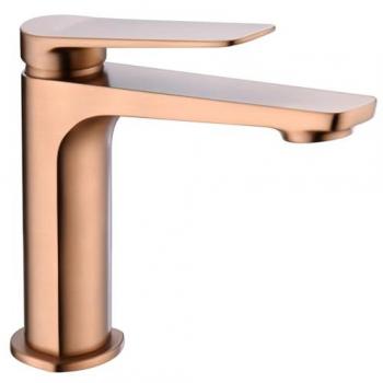 Grifo Monomando de Lavabo de Latón para Agua Fría/Caliente - Color Oro Rosa Cepillado