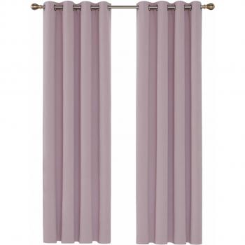 Deconovo Cortina Opaca con Aislamiento Térmico Cortina para Comedor con Olloas Juego de 2 Piezas 140 x 290 cm Rosa Claro