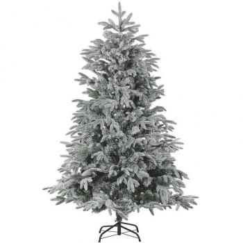 Rbol de Navidad artificial efecto nieve 180 cm blanco Bassie Beliani con base de metal y PVC estilo escandinavo 130x130x180