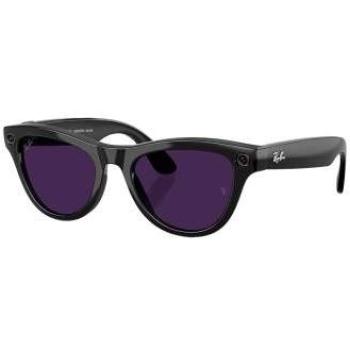 Gafas de sol Ray-Ban Meta Skyler Gen 2 unisex con lentes fotocromáticas Clear Amethyst y diseño geométrico en negro brillante