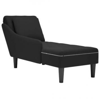 Tumbona con almohada y reposabrazo derecho terciopelo negro