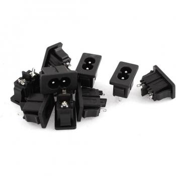 AC 250V 5A 2 Pin IEC 320 C8 Macho Enchufe Toma De Corriente Conector 10 Piezas