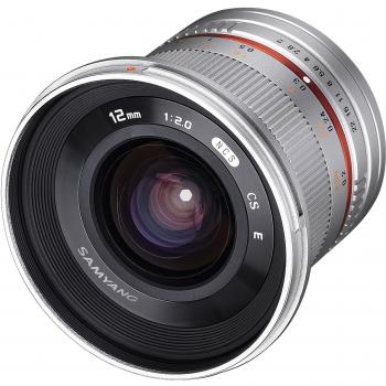Samyang 12mm F2.0 NCS CS Objetivo Para Fuji XF Plata