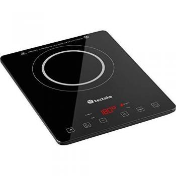 Placa de inducción portátil Tectake 2000 W con display táctil, 10 niveles de potencia y temperatura ajustable (60 - 240°C) y bloqueo de seguridad para niños
