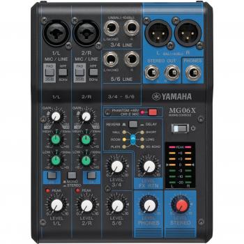 Yamaha MG06X - Mezclador compacto de 6 canales de entrada, efectos digitales SPX y preamplificadores de micrófono D-PRE