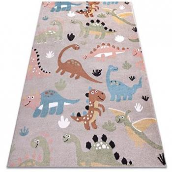 Alfombra Divertida Dino para Niños Beige Multicolor 160x220 cm