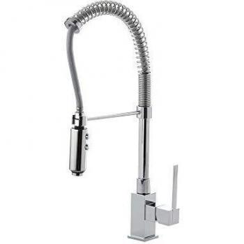Ramon Soler 223377 Grifo Cromado Monomando de Cocina, con caño extraíble y orientable, de diseño Minimalista y Semi Profesional y con Sistema anticorrosión Patentado, Cromo